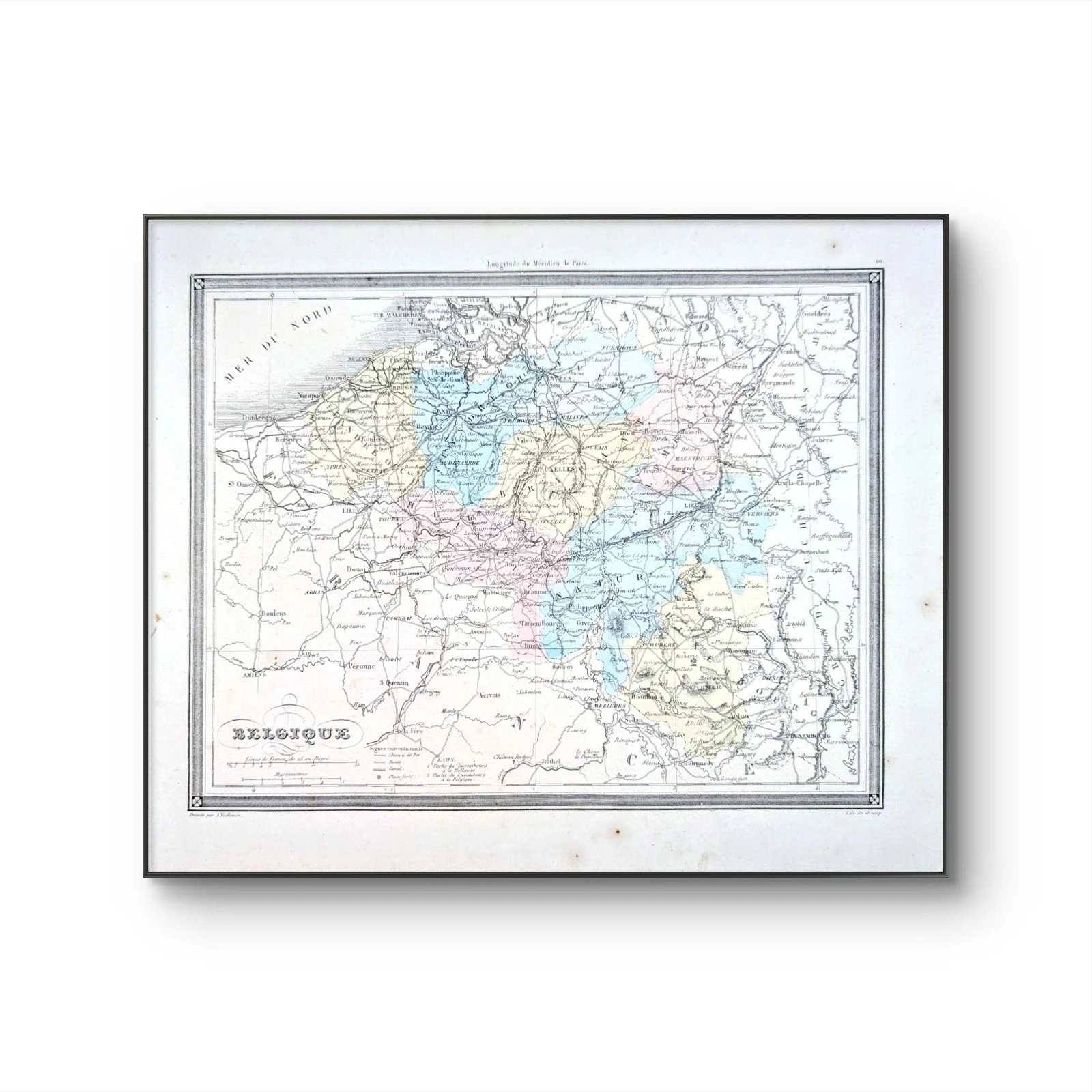 A Bélgica, mapa antigo, impresso em 1852. Autêntico. – photo 6